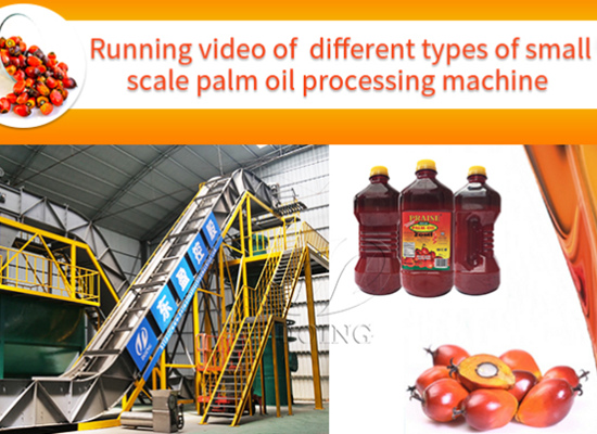 Running video of different types of small scale palm oil production equipment